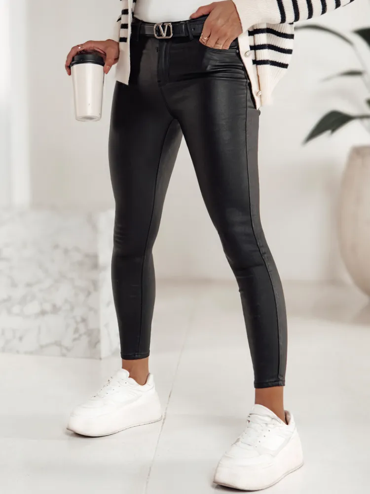 Spodnie Damskie|Jeansy Damskie>Dstreet Spodnie damskie woskowane FEMINERO czarne UY2220