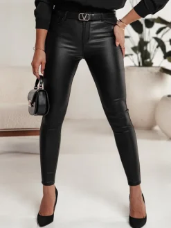 Spodnie Damskie|Jeansy Damskie>Dstreet Spodnie damskie woskowane SHINELEGS czarne UY2219