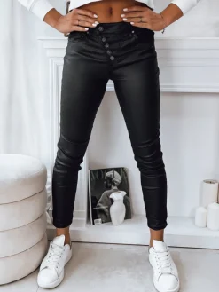 Spodnie Damskie>Dstreet Spodnie damskie woskowane DREAMIN czarne UY1776