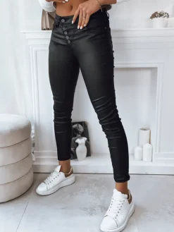 Spodnie Damskie>Dstreet Spodnie damskie woskowane DREAMIN czarne UY1776