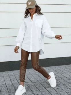 Spodnie Damskie>Dstreet Spodnie damskie woskowane BRIAL kamelowe UY2151