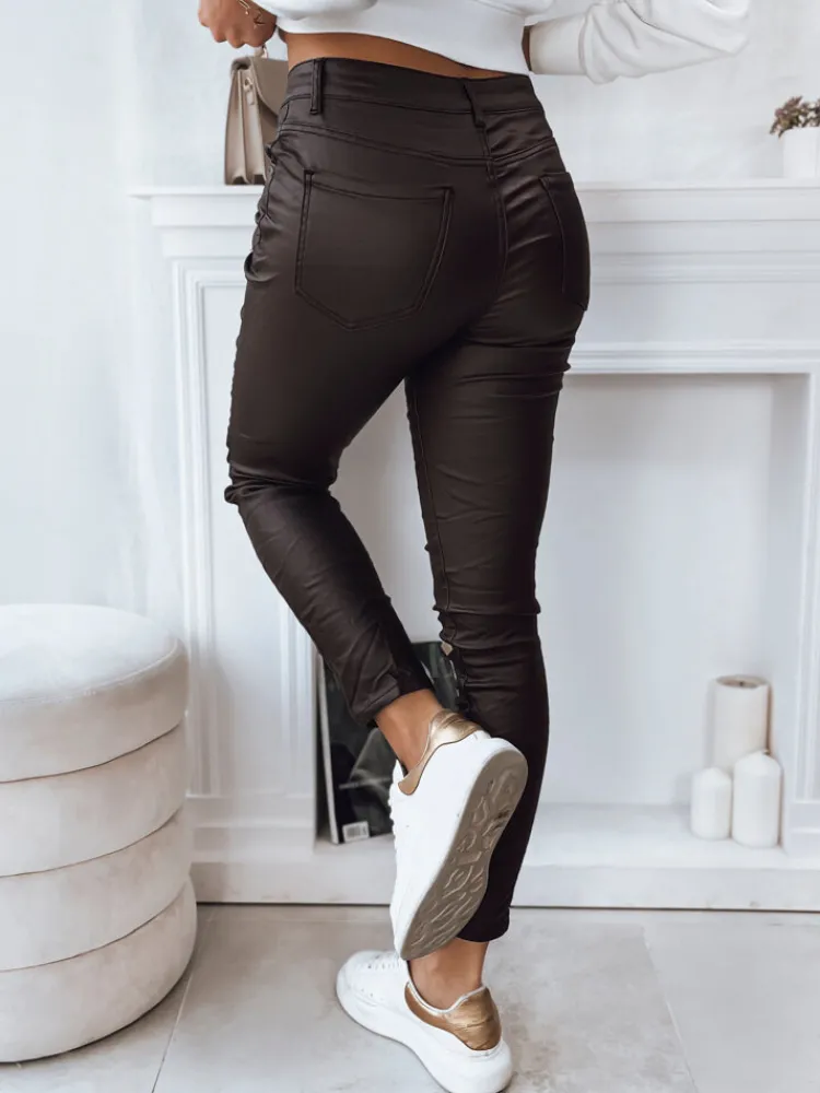 Spodnie Damskie>Dstreet Spodnie damskie woskowane KARLA ciemnobrązowe UY1787