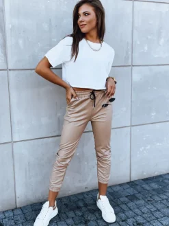 Spodnie Damskie>Dstreet Spodnie damskie woskowane HARBOR beżowe UY1700