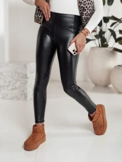 Spodnie Damskie>Dstreet Spodnie damskie woskowane ELLODIX czarne UY2230