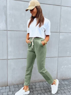 Spodnie Damskie>Dstreet Spodnie dresowe damskie ASTRO zielone UY1662