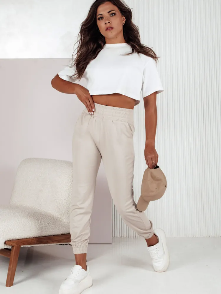 Spodnie Damskie>Dstreet Spodnie dresowe damskie FASHIONCORE beżowe UY2159