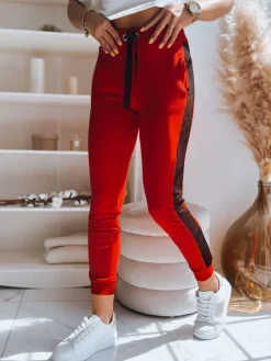 Spodnie Damskie>Dstreet Spodnie dresowe damskie LORENA czerwone UY1491