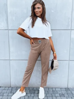 Spodnie Damskie>Dstreet Spodnie dresowe damskie MOONLIGHT kamelowe UY1642