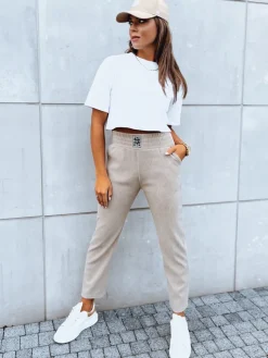 Spodnie Damskie>Dstreet Spodnie dresowe damskie MOONLIGHT beżowe UY1644