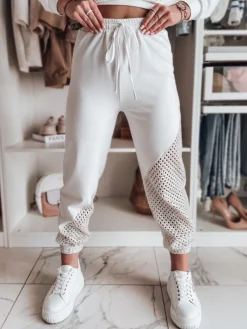 Spodnie Damskie>Dstreet Spodnie dresowe damskie masełko ELEGRA ecru UY2514