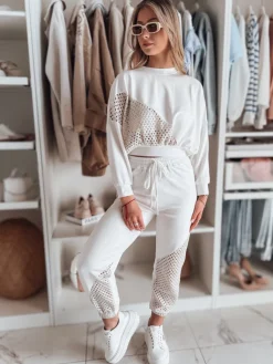 Spodnie Damskie>Dstreet Spodnie dresowe damskie masełko ELEGRA ecru UY2514