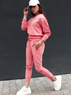 Spodnie Damskie>Dstreet Spodnie dresowe damskie RELAX MODE koralowe UY2138