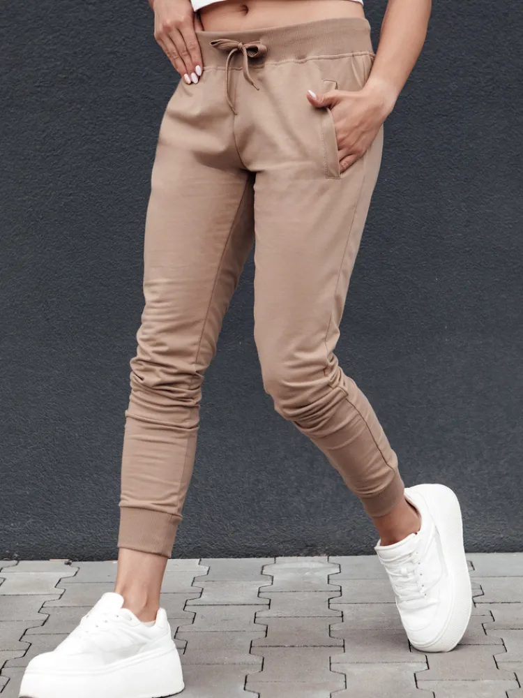 Spodnie Damskie>Dstreet Spodnie dresowe damskie RELAX MODE jasnobrązowe UY2136