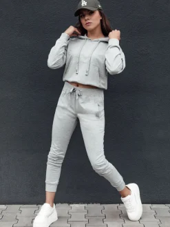 Spodnie Damskie>Dstreet Spodnie dresowe damskie RELAX MODE jasnoszare UY2137