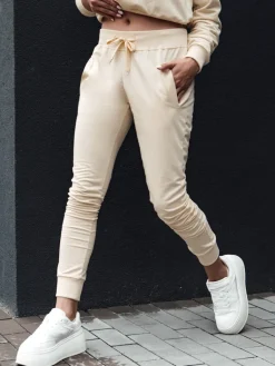 Spodnie Damskie>Dstreet Spodnie dresowe damskie RELAX MODE kremowe UY2142