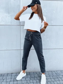 Spodnie Damskie>Dstreet Spodnie dresowe damskie STARLUXE ciemnoszare UY1647