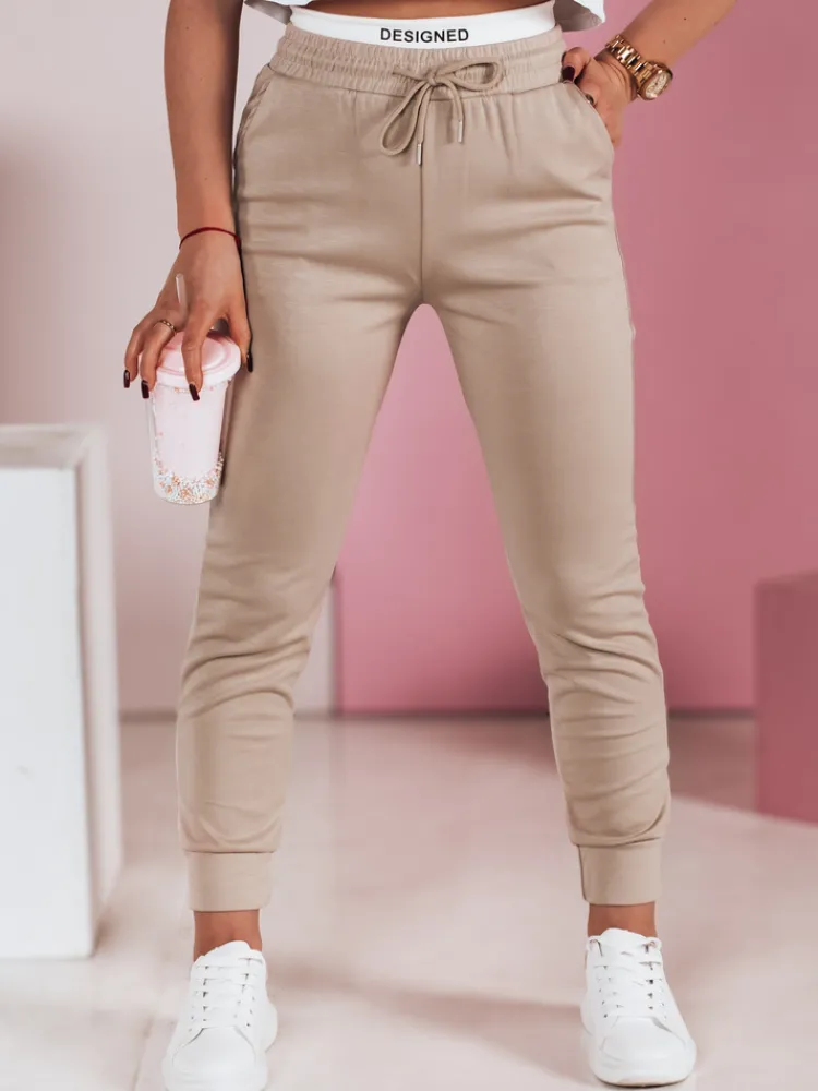 Spodnie Damskie>Dstreet Spodnie dresowe damskie slim fit SPORTIVO beżowe UY2399