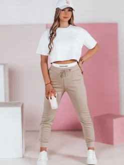 Spodnie Damskie>Dstreet Spodnie dresowe damskie slim fit SPORTIVO beżowe UY2399
