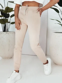 Spodnie Damskie>Dstreet Spodnie dresowe damskie VELARA kremowe UY2018