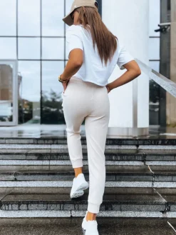 Spodnie Damskie>Dstreet Spodnie sztruksowe damskie MARIE beżowe UY1576