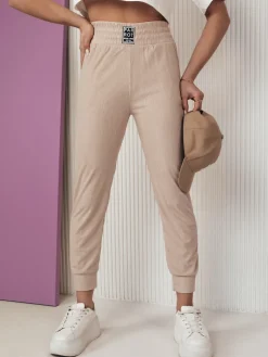 Spodnie Damskie>Dstreet Spodnie sztruksowe damskie LORIST beżowe UY2055