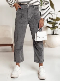 Spodnie Damskie|Jeansy Damskie>Dstreet Spodnie sztruksowe damskie LUVORISA szare UY2232