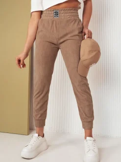 Spodnie Damskie>Dstreet Spodnie sztruksowe damskie LORIST kamelowe UY2057