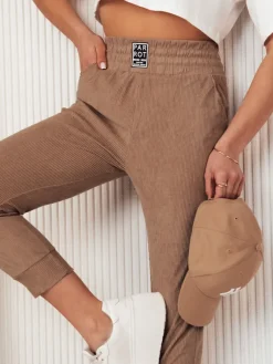 Spodnie Damskie>Dstreet Spodnie sztruksowe damskie LORIST kamelowe UY2057