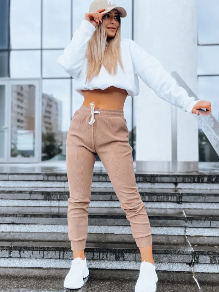 Spodnie Damskie>Dstreet Spodnie sztruksowe damskie MARIE kamelowe UY1575