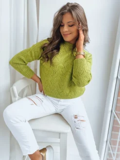 Swetry Damskie>Dstreet Sweter damski ALCAMO jasnozielony MY1958