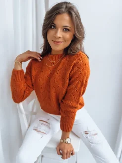 Swetry Damskie>Dstreet Sweter damski ALCAMO pomarańczowy MY1956