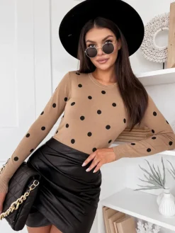 Swetry Damskie>Dstreet Sweter damski ATHENA kamelowy MY2053