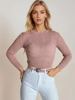 Swetry Damskie>Dstreet Sweter damski AURINA jasnoróżowy MY1387