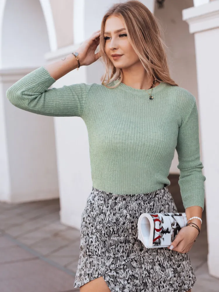 Swetry Damskie>Dstreet Sweter damski AURINA jasnozielony MY1391