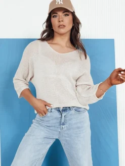 Swetry Damskie>Dstreet Sweter damski ażurowy ANNIS beżowy MY2336