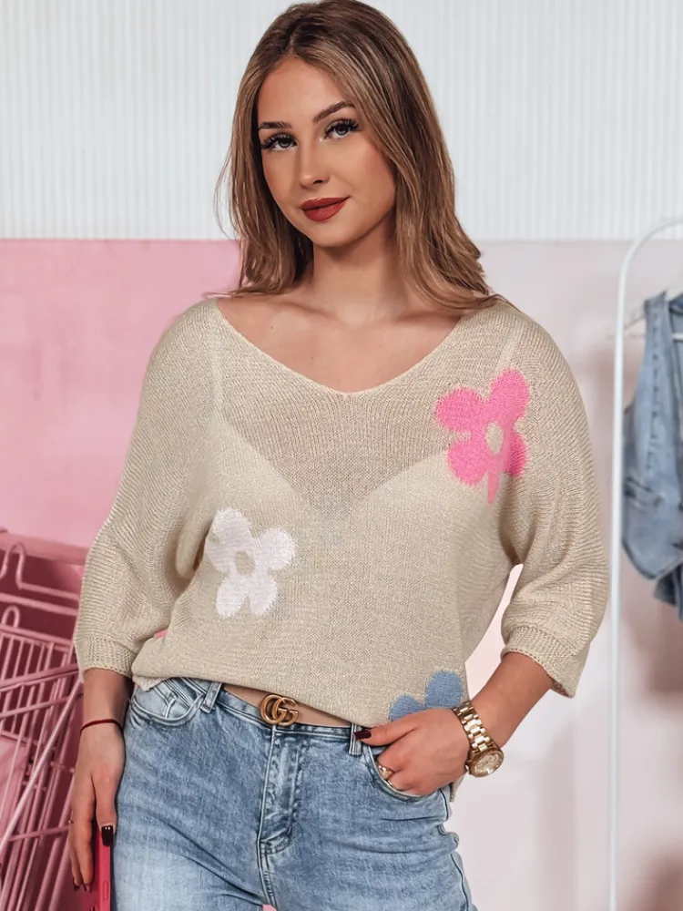 Swetry Damskie>Dstreet Sweter damski ażurowy BRIGGI beżowy MY2332