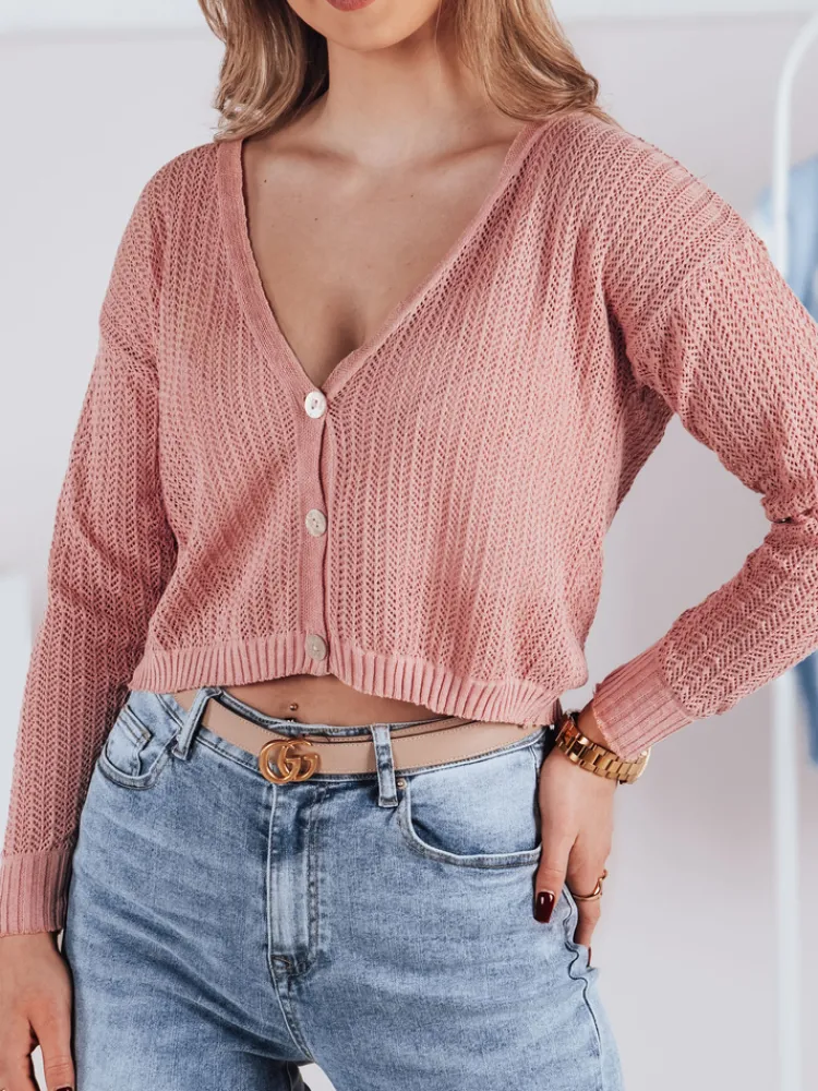 Swetry Damskie>Dstreet Sweter damski ażurowy GOFFY brzoskwiniowy MY2279