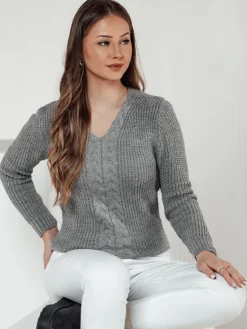 Swetry Damskie>Dstreet Sweter damski CASVINA jasnoszary MY2396