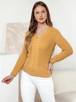 Swetry Damskie>Dstreet Sweter damski CASVINA żółty MY2388