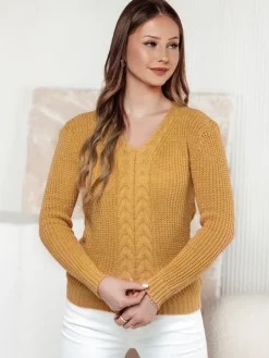 Swetry Damskie>Dstreet Sweter damski CASVINA żółty MY2388