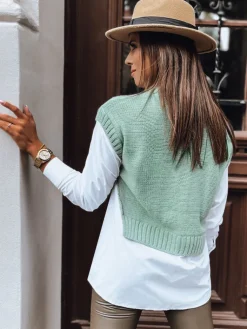 Swetry Damskie>Dstreet Sweter damski CELESTIA miętowy MY2218