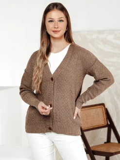 Swetry Damskie>Dstreet Sweter damski CHICLINE beżowy MY2419