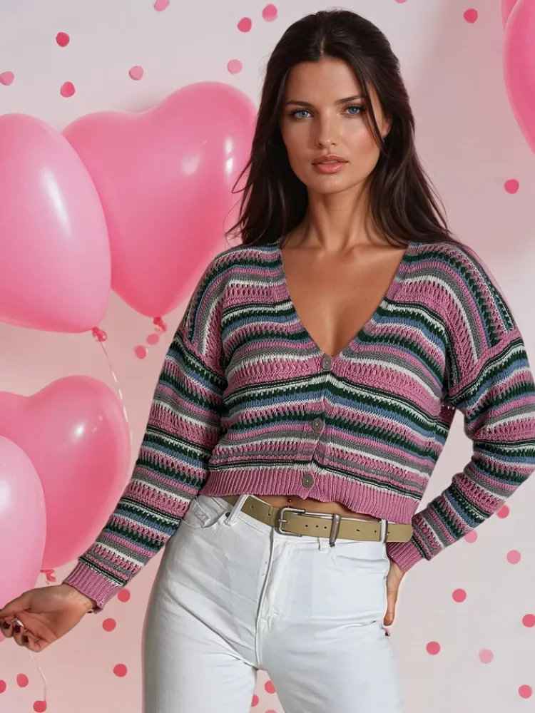 Swetry Damskie>Dstreet Sweter damski COLORFUL różowy MY1580