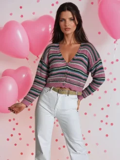 Swetry Damskie>Dstreet Sweter damski COLORFUL różowy MY1580