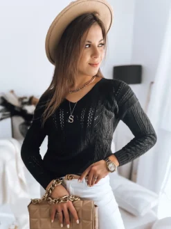 Swetry Damskie>Dstreet Sweter damski DARTIS czarny MY1589