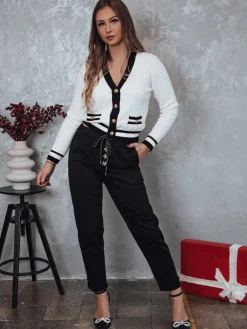 Swetry Damskie>Dstreet Sweter damski FUZZY rozpinany biały MY2365