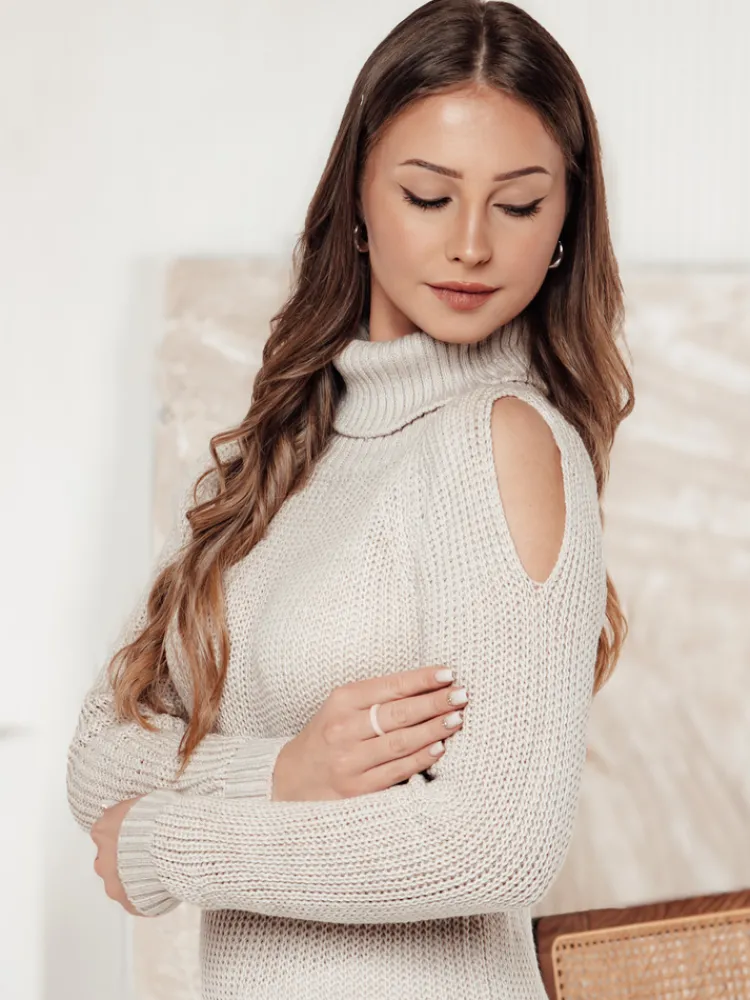 Swetry Damskie>Dstreet Sweter damski GOLFIVA beżowy MY2407