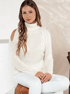 Swetry Damskie>Dstreet Sweter damski GOLFIVA ecru MY2406