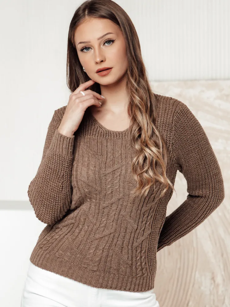 Swetry Damskie>Dstreet Sweter damski LAVIRTA beżowy MY2380