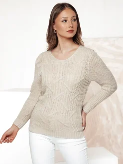 Swetry Damskie>Dstreet Sweter damski LAVIRTA beżowy MY2381